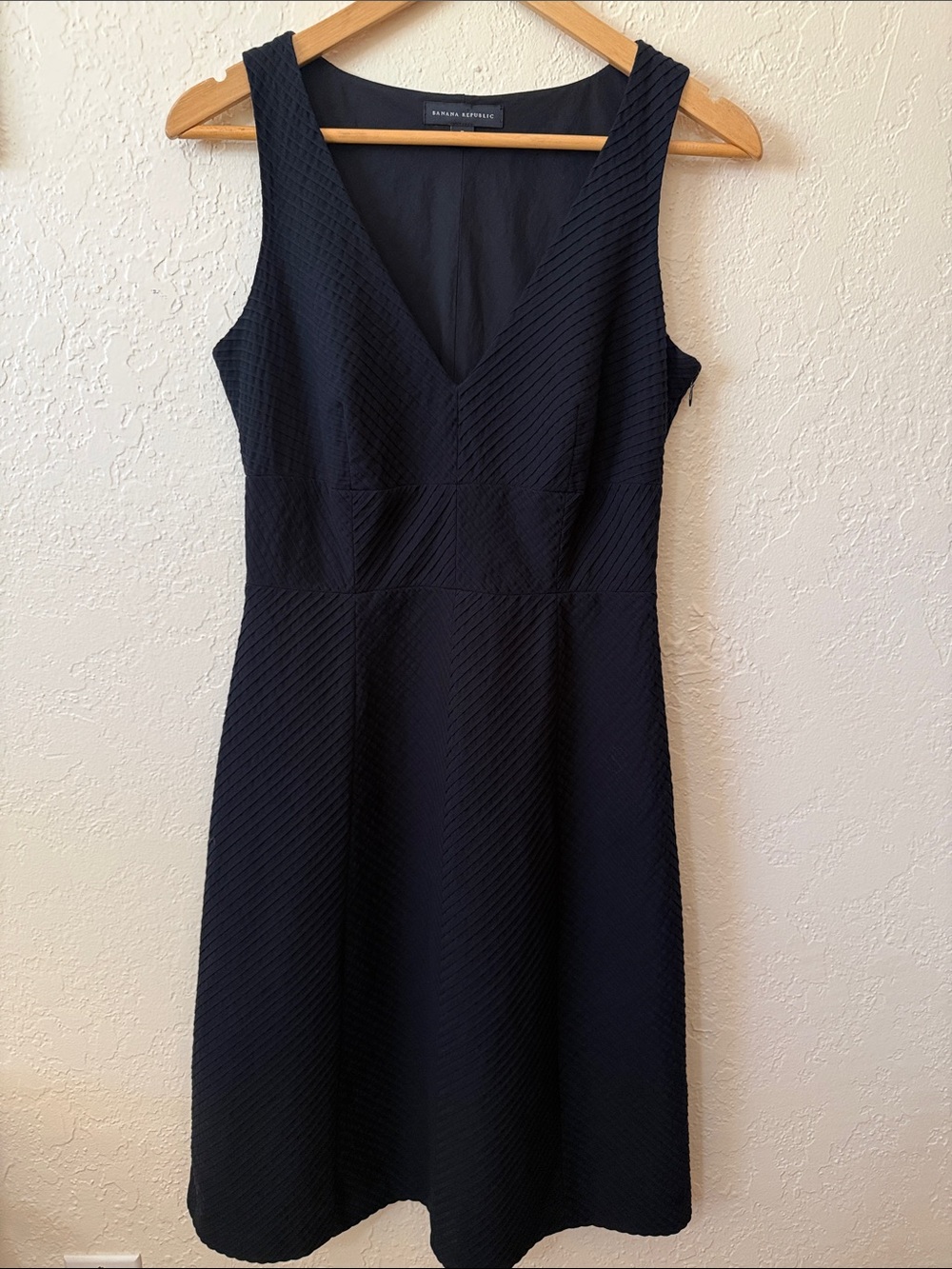 Y2K Banana Republic Midi Dress Navy Blue V Neck Sleeveless 100% Cotton 6